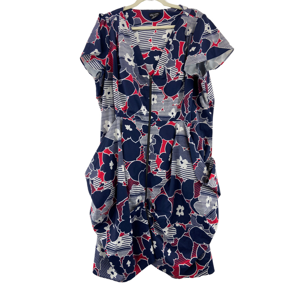 City Chic Pocket Tunic Zip Front Dress Sz 22W